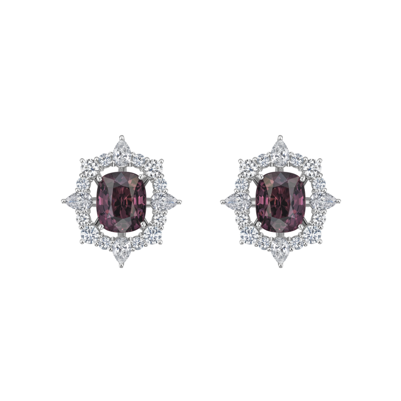 Серьги-пусеты со шпинелями и бриллиантами