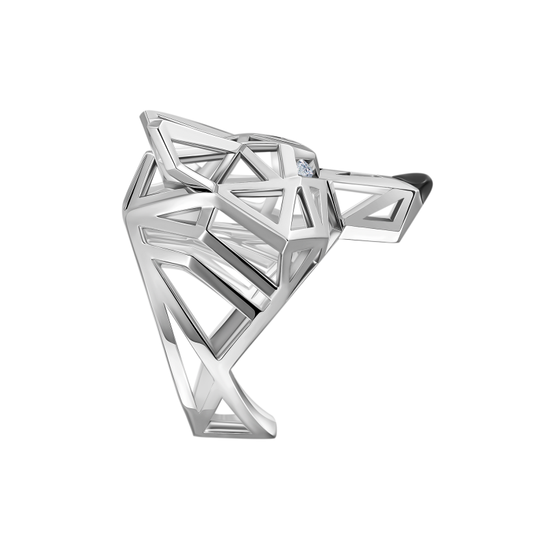 Кольцо с бриллиантами и агатом