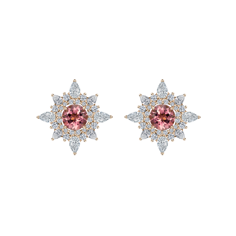 Серьги-пусеты с турмалинами и бриллиантами