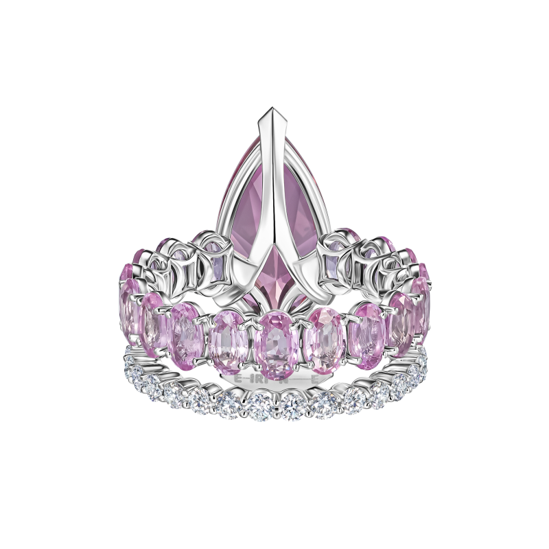 Кольцо с турмалином, сапфирами и бриллиантами