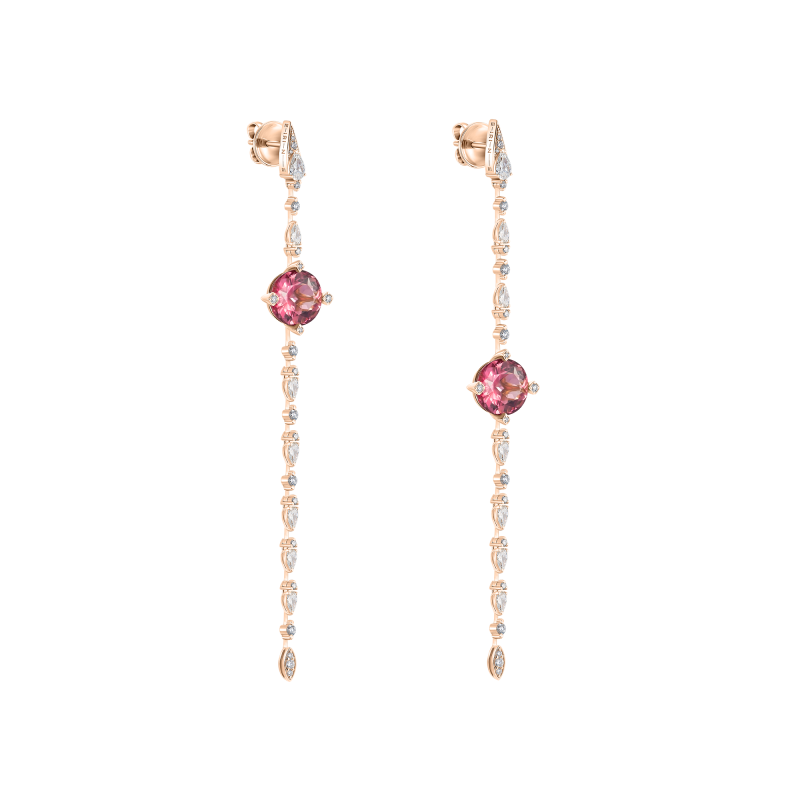 Серьги-пусеты с турмалинами и бриллиантами