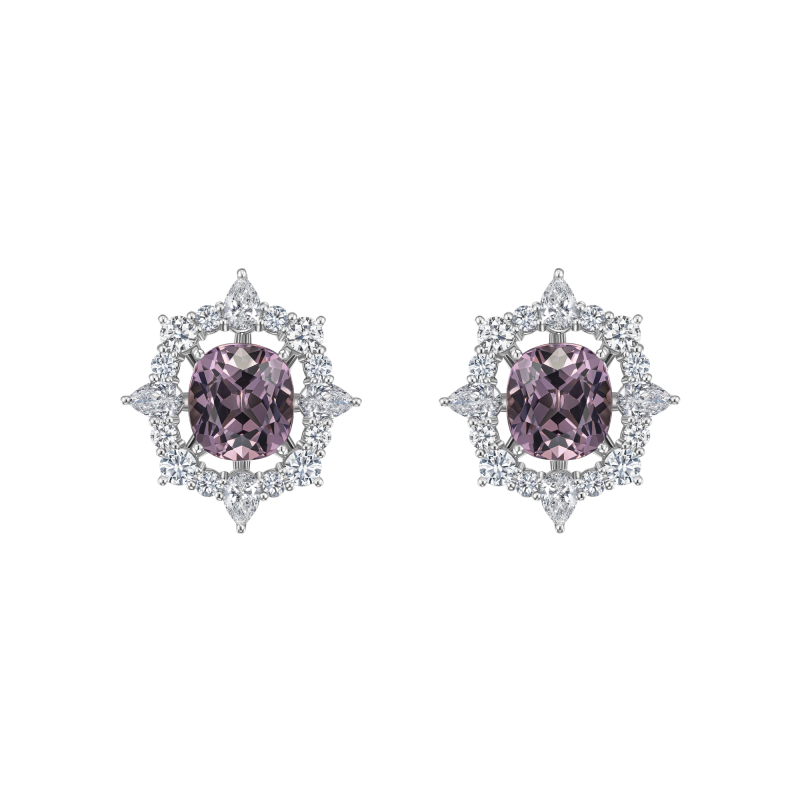 Серьги-пусеты со шпинелями и бриллиантами