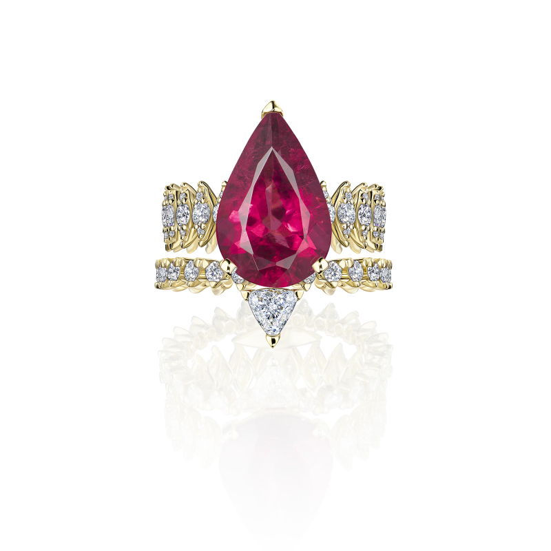 Кольцо с турмалином и бриллиантами