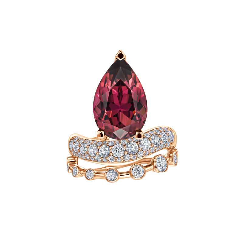 Кольцо с родолитом и бриллиантами