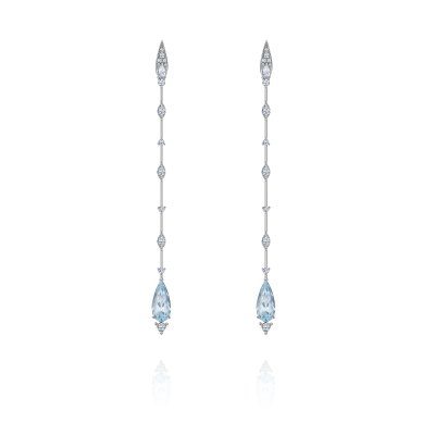 Серьги-пусеты с аквамаринами и бриллиантами