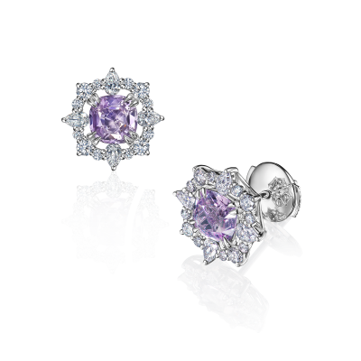 Серьги-пусеты со шпинелями и бриллиантами