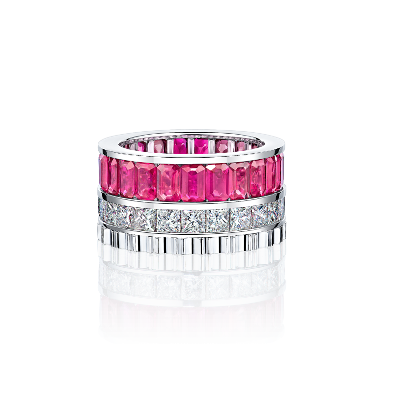 Кольцо с рубинами и бриллиантами