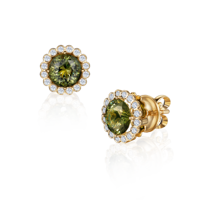 Серьги-пусеты с турмалинами и бриллиантами