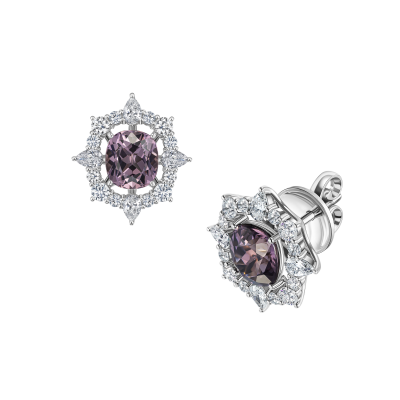 Серьги-пусеты со шпинелями и бриллиантами