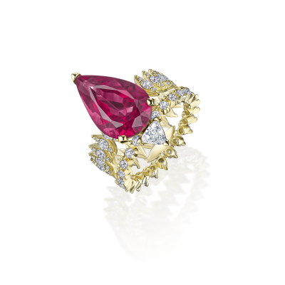 Кольцо с турмалином и бриллиантами