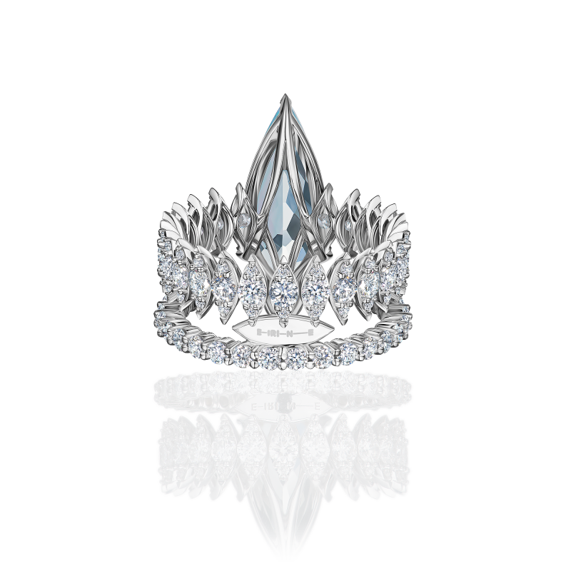 Кольцо с аквамарином и бриллиантами