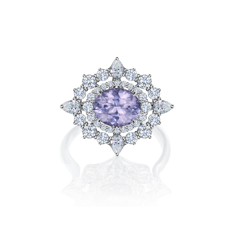 Кольцо со шпинелью и бриллиантами