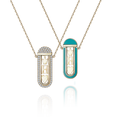 Детское колье-трансформер с бриллиантами и эмалью