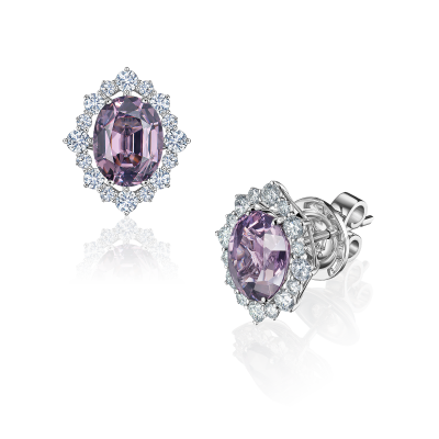 Серьги-пусеты со шпинелями и бриллиантами