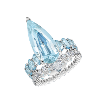 Кольцо с аквамаринами и бриллиантами