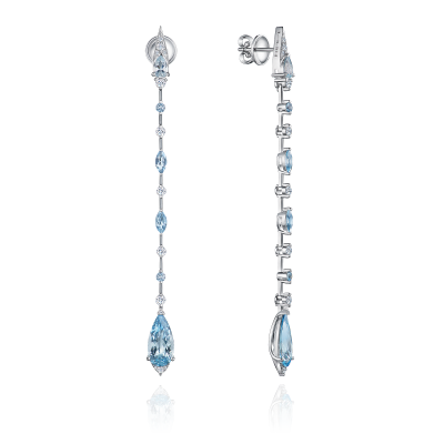 Серьги-пусеты с аквамаринами и бриллиантами