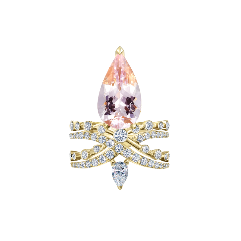 Кольцо с морганитом и бриллиантами